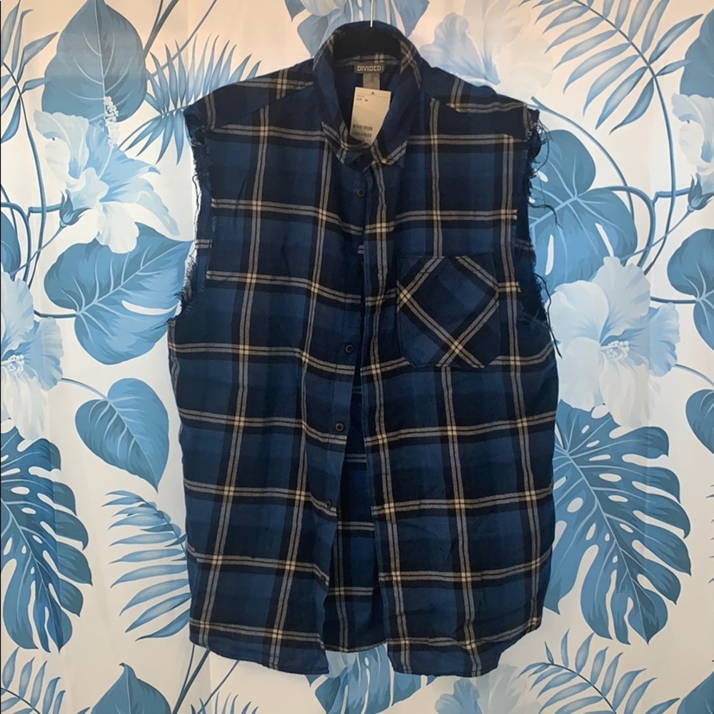 Divided ASOS Sleeveless Raw Edge Flannel